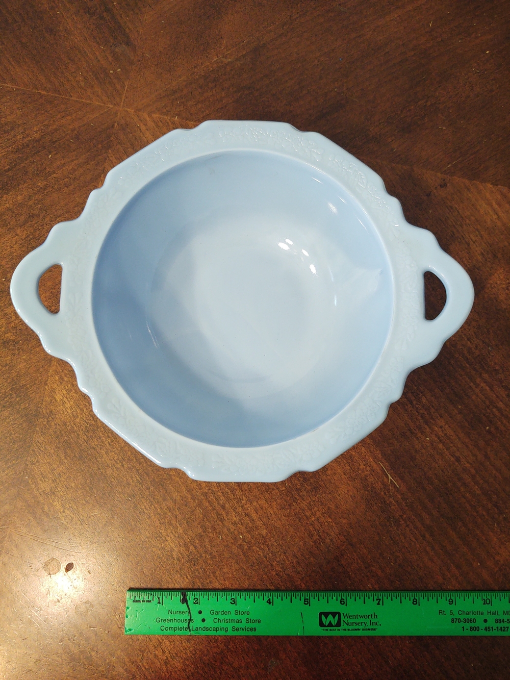 Vintage Jeanette Glass Delphite Blue Cherry Blossom Serving Bowl